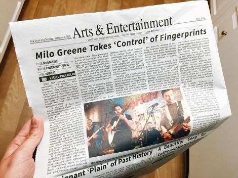 Milo Greene Takes 'Control' of Fingerprints article in the New University, UC Irvine. 2/3/2015.