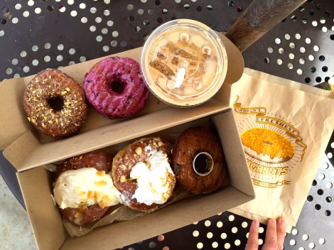 Sidecar Doughnuts & Coffee, featuring daily and seasonal flavors from March with a Vietnamese Iced Coffee. Costa Mesa, CA. 3/2015.